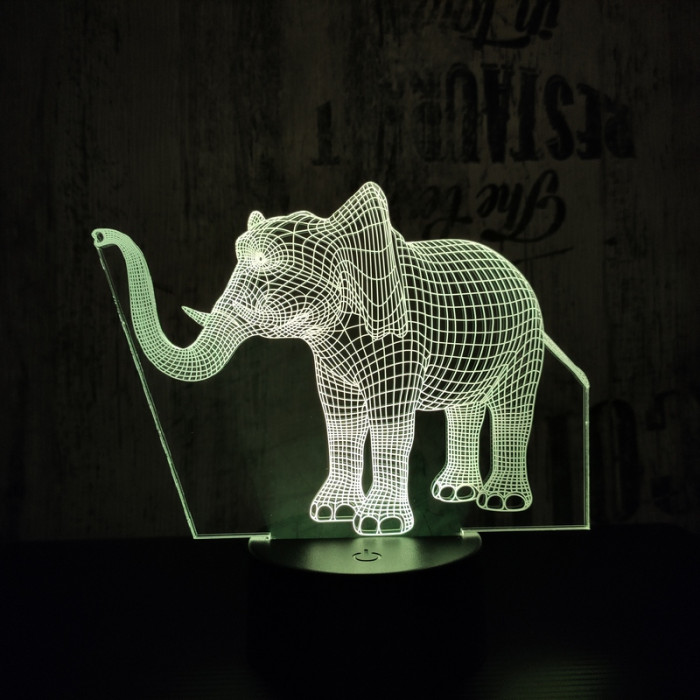 Elefánt 2 7 színű 3D led lámpa
