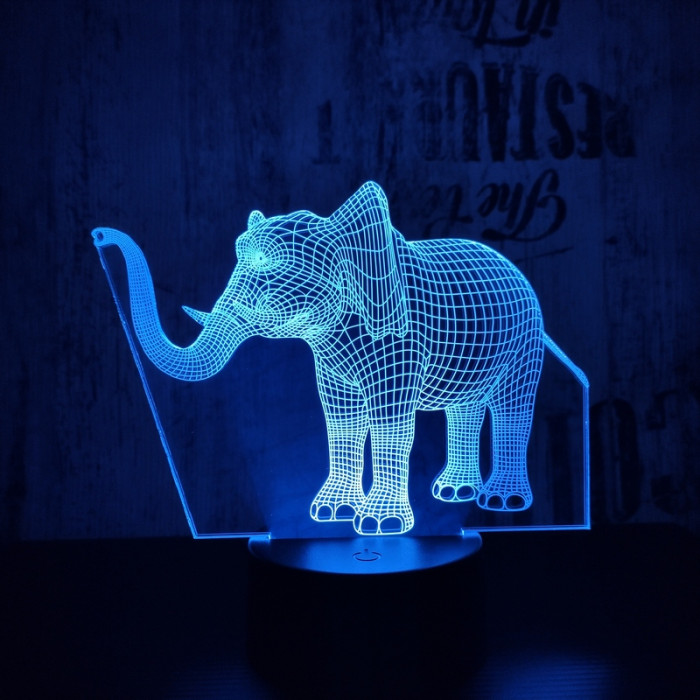 Elefánt 2 7 színű 3D led lámpa