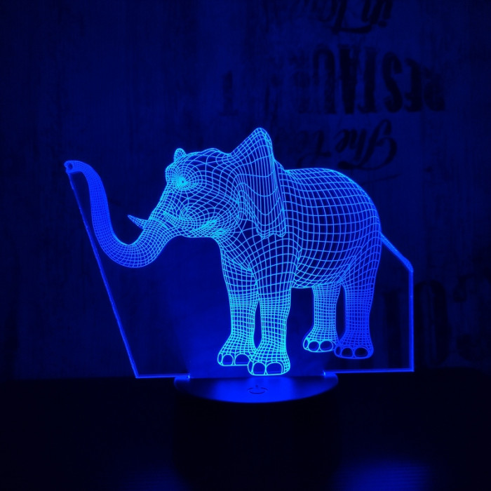 Elefánt 2 7 színű 3D led lámpa