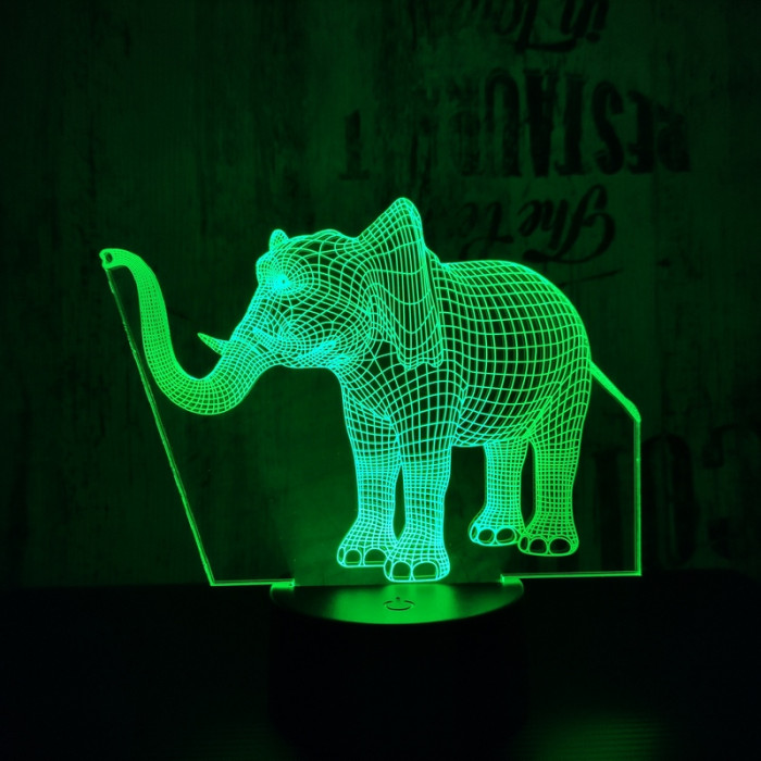 Elefánt 2 7 színű 3D led lámpa