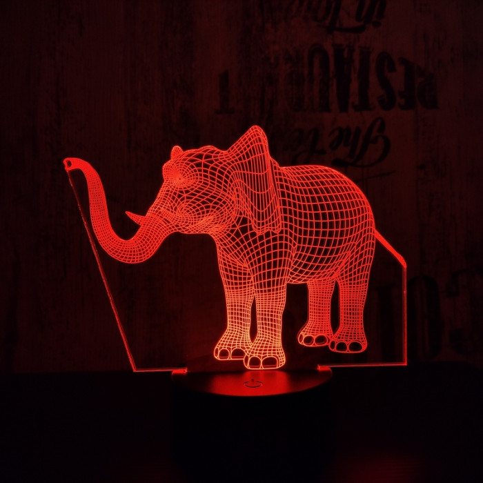 Elefánt 2 7 színű 3D led lámpa