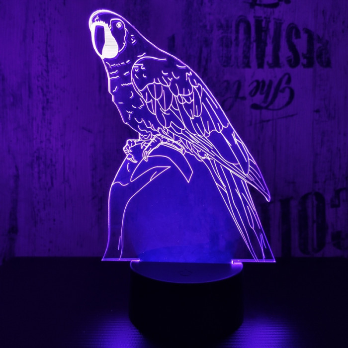 Papagáj 2  7 színű 3D led lámpa
