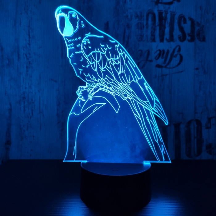Papagáj 2  7 színű 3D led lámpa