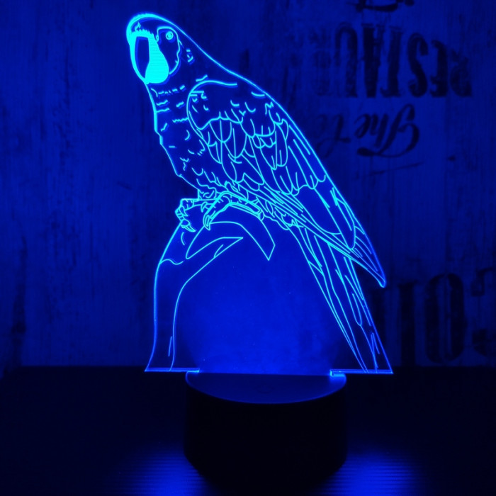 Papagáj 2  7 színű 3D led lámpa
