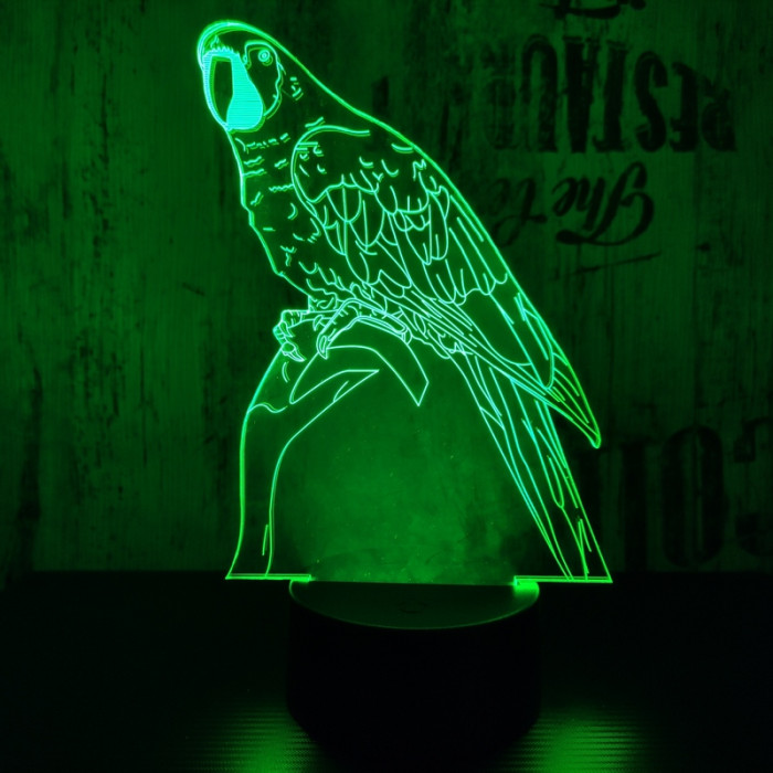 Papagáj 2  7 színű 3D led lámpa