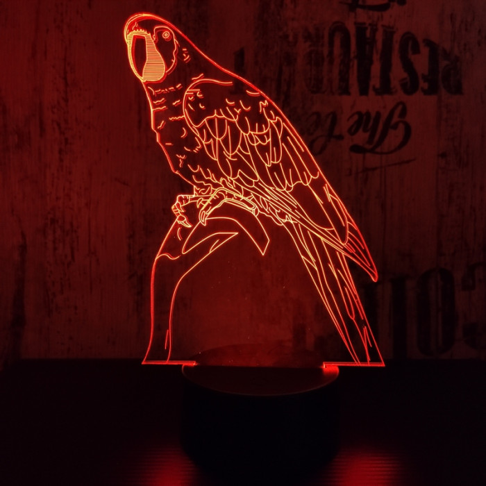 Papagáj 2  7 színű 3D led lámpa
