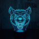 Farkas Fej 2 7 színű 3D led lámpa