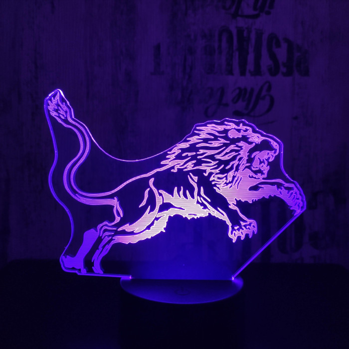 Ugró oroszlán 7 színű 3D led lámpa