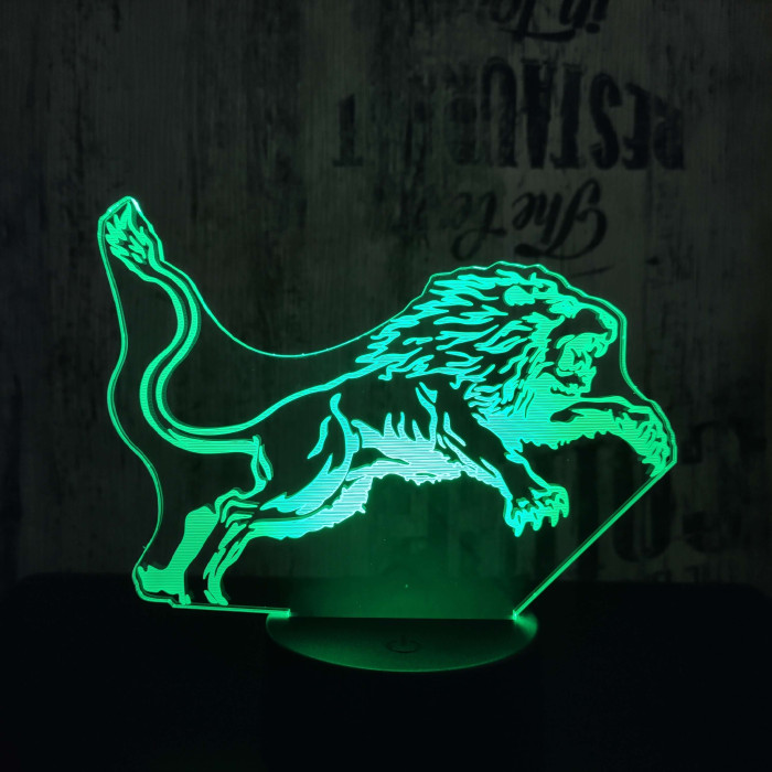 Ugró oroszlán 7 színű 3D led lámpa