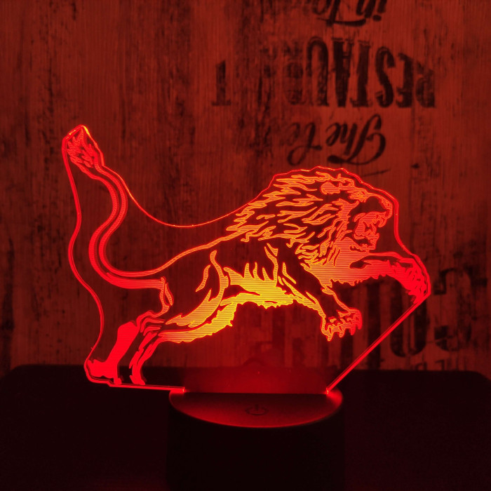 Ugró oroszlán 7 színű 3D led lámpa