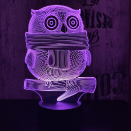 Sálas bagoly  7 színű 3D led lámpa