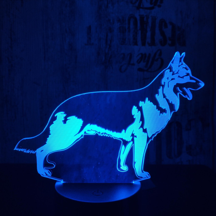 Német juhász 7 színű 3D led lámpa
