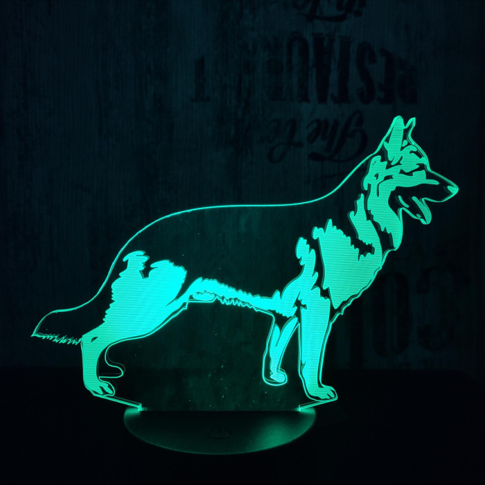 Német juhász 7 színű 3D led lámpa