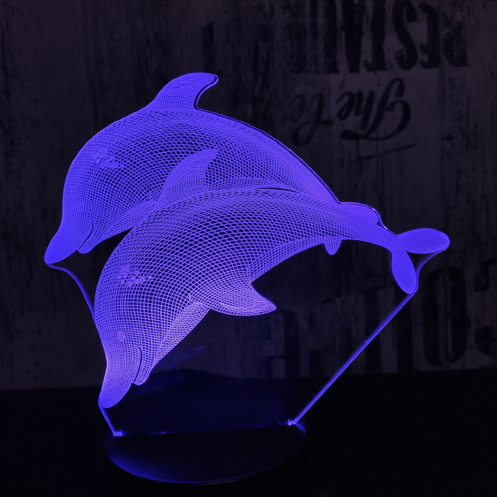 Úszó delfin pár 7 színű 3D led lámpa