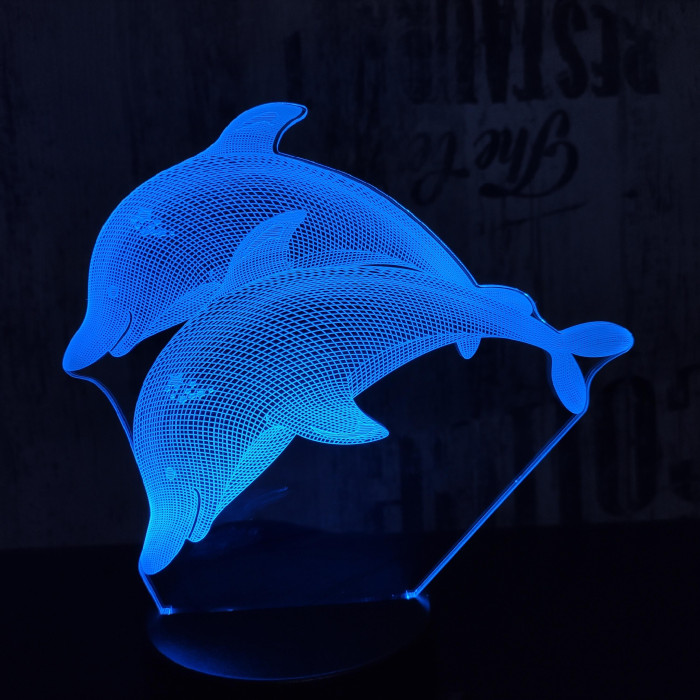 Úszó delfin pár 7 színű 3D led lámpa