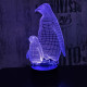 Két Pingvin 7 színű  3D led lámpa
