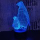 Két Pingvin 7 színű  3D led lámpa