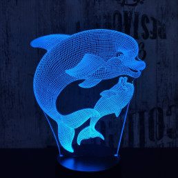 Delfin és kicsinye 7 színű 3D led lámpa