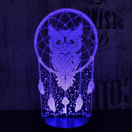 Bagoly Totem 7 színű 3D led lámpa