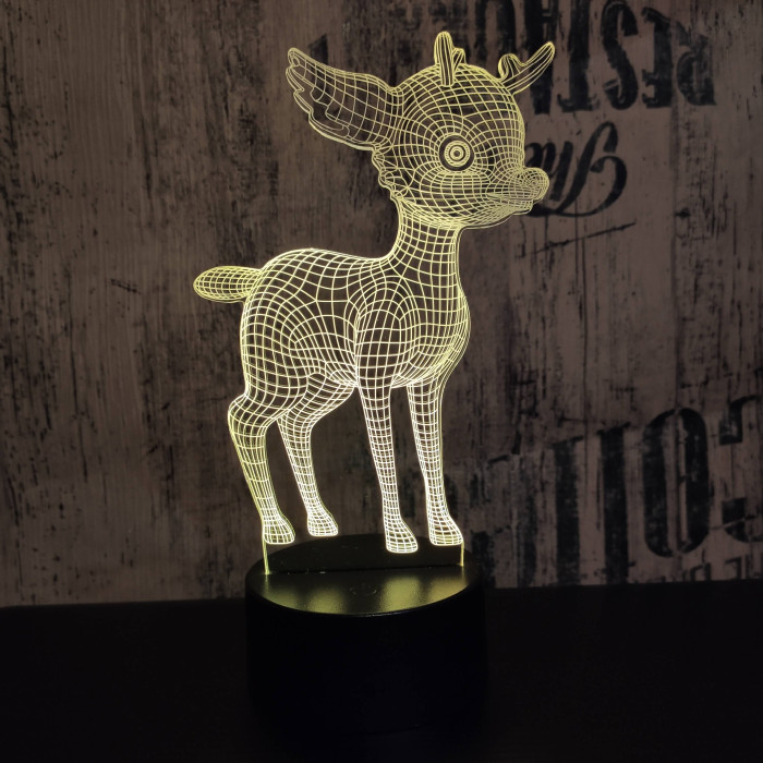 Őzike  7 színű 3D led lámpa