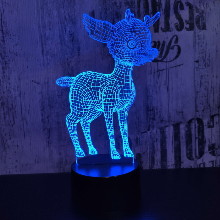 Őzike  7 színű 3D led lámpa