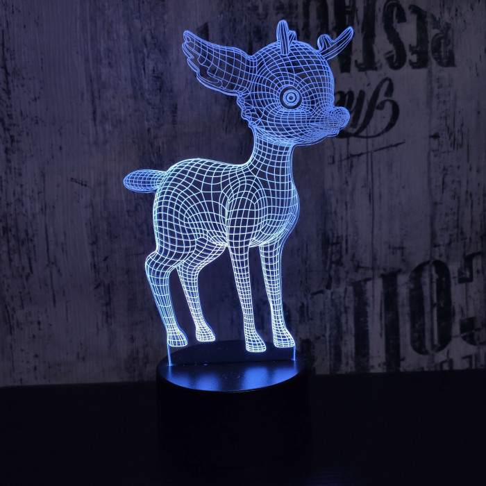 Őzike  7 színű 3D led lámpa