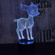 Őzike  7 színű 3D led lámpa