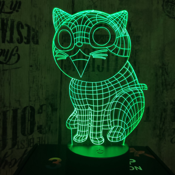 Nevető cica 7 színű 3D led lámpa