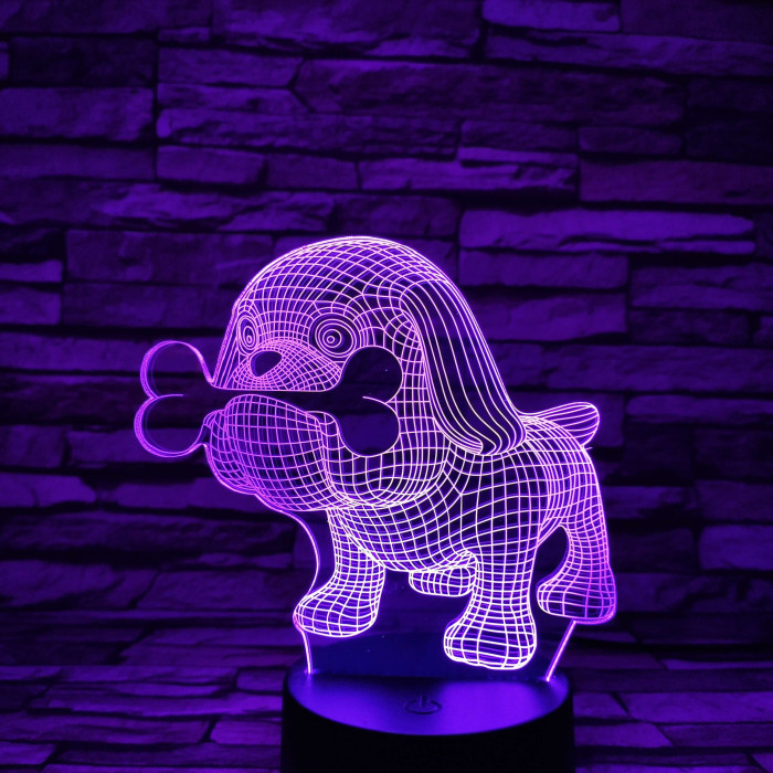 Boxer és a csontja  7 színű  3D led lámpa