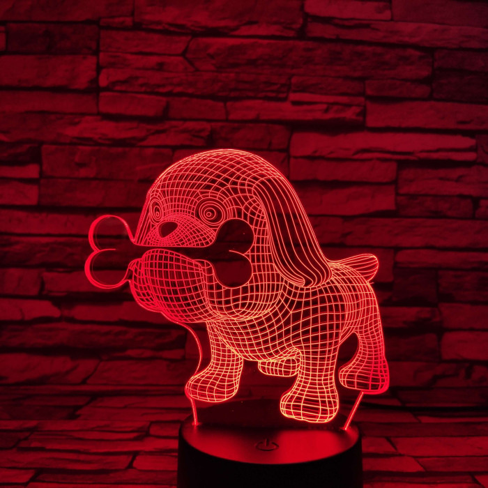Boxer és a csontja  7 színű  3D led lámpa