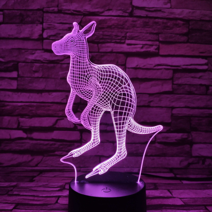 Kenguru 7 színű 3D led lámpa
