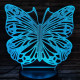 Lepke  7 színű 3D led lámpa