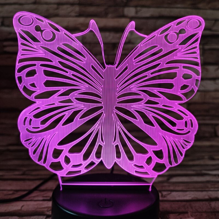Lepke  7 színű 3D led lámpa