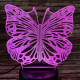 Lepke  7 színű 3D led lámpa