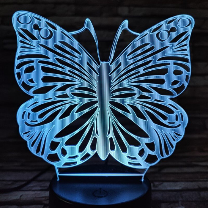 Lepke  7 színű 3D led lámpa