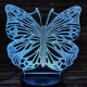 Lepke  7 színű 3D led lámpa