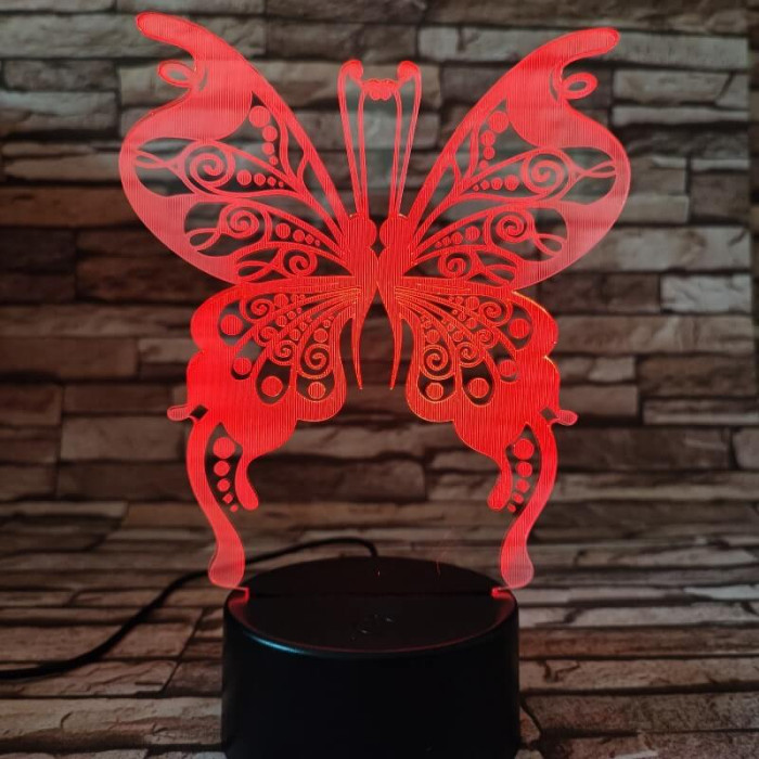 Pillangó egy boldogság 7 színű 3D led lámpa