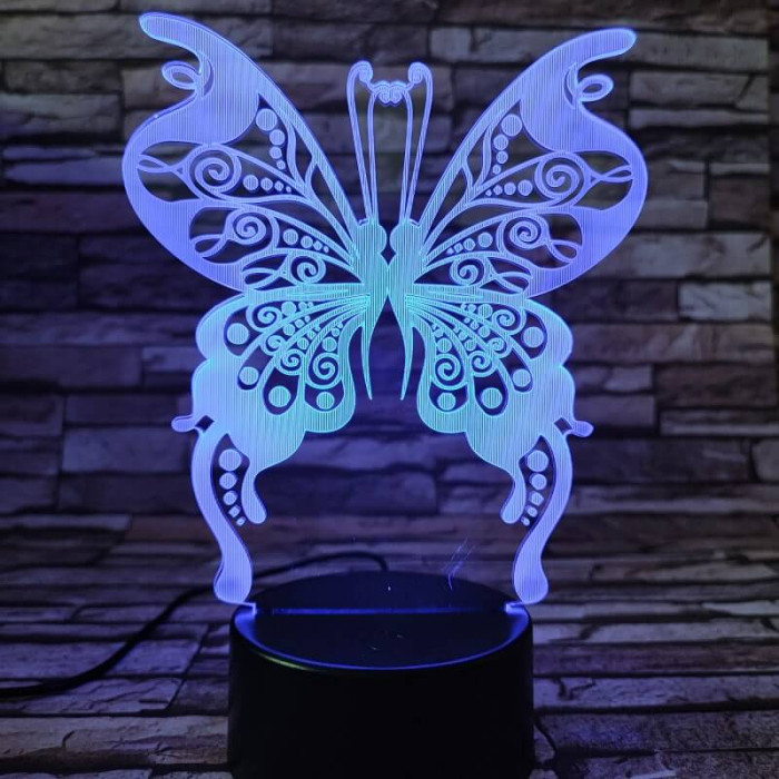 Pillangó egy boldogság 7 színű 3D led lámpa