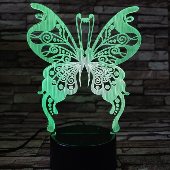 Pillangó egy boldogság 7 színű 3D led lámpa