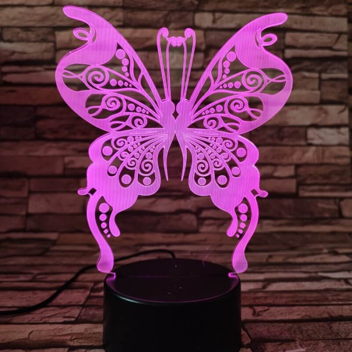 Pillangó egy boldogság 7 színű 3D led lámpa