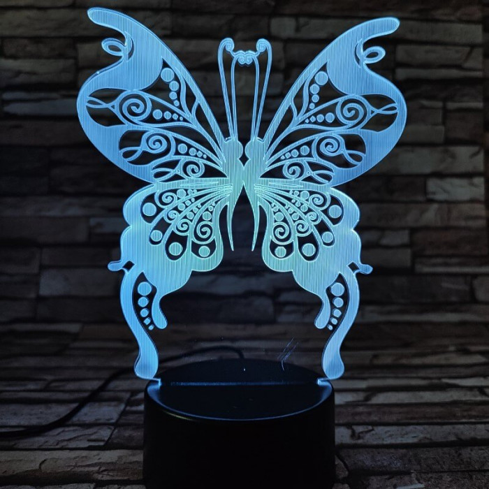 Pillangó egy boldogság 7 színű 3D led lámpa