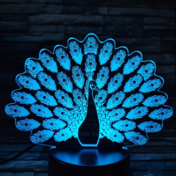 Páva díszes tolla 7 színű 3D led lámpa
