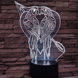 Papagáj Szív 7 színű 3D led lámpa