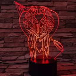 Papagáj Szív 7 színű 3D led lámpa