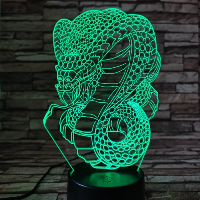 Kobra a mérges kígyó 7 színű 3D led lámpa