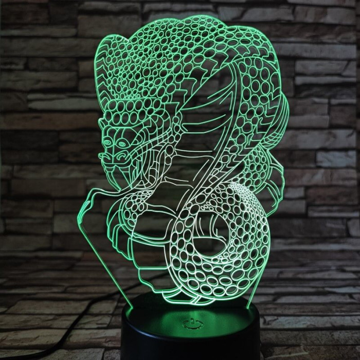 Kobra a mérges kígyó 7 színű 3D led lámpa
