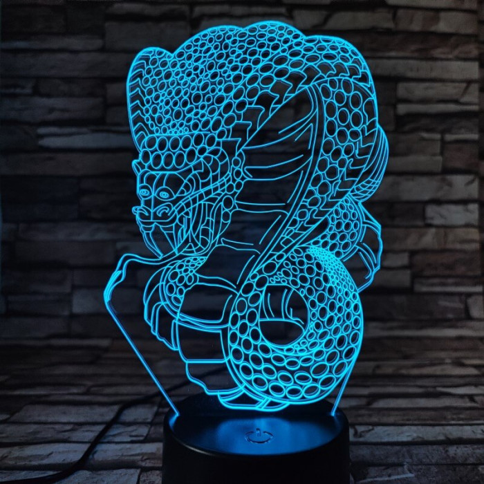 Kobra a mérges kígyó 7 színű 3D led lámpa