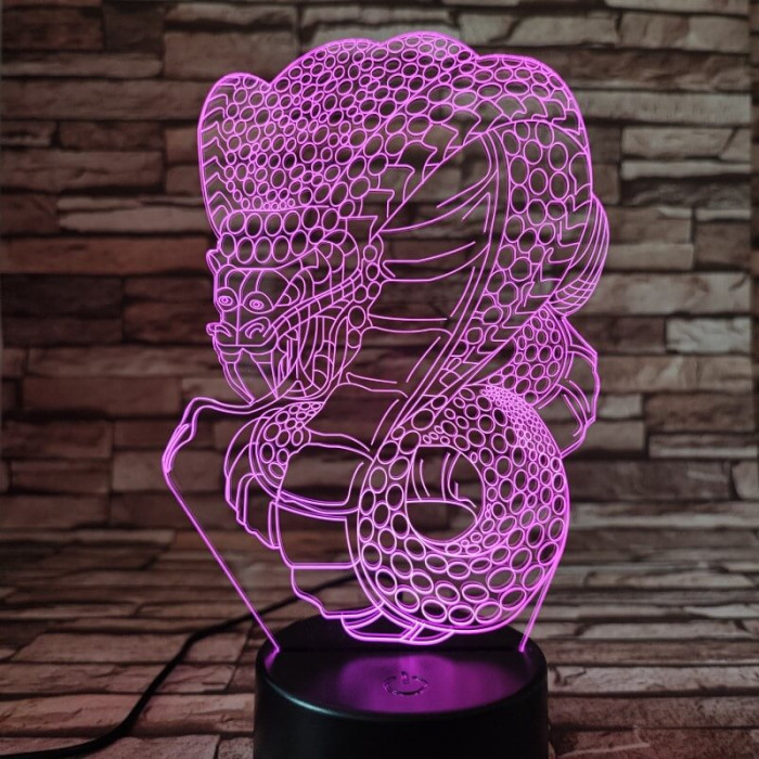 Kobra a mérges kígyó 7 színű 3D led lámpa