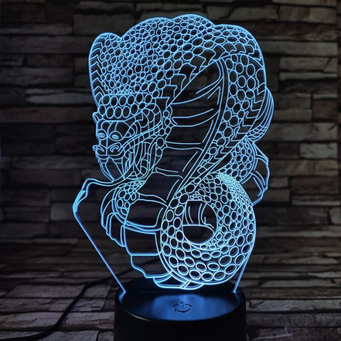 Kobra a mérges kígyó 7 színű 3D led lámpa