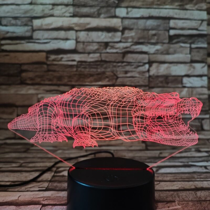 Krokodil 7 színű 3D  led lámpa